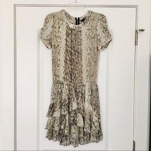 AQUA Snake Printed Ruffle Skirt Dress